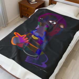 Colorful Abstract Velveteen Plush Blanket | Cozy Throw for Home Decor, Unique Gift, Art Lovers, Sofa Blanket, Living Room Accent